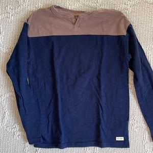 Boys navy and brown long sleeve cotton top